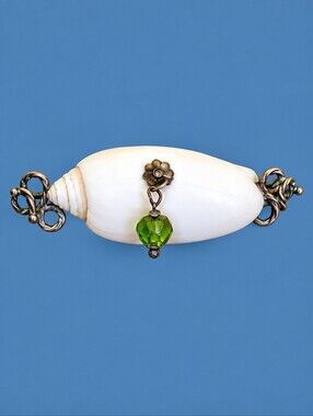 Antique White Sea Shell Brooch Hat Pin
